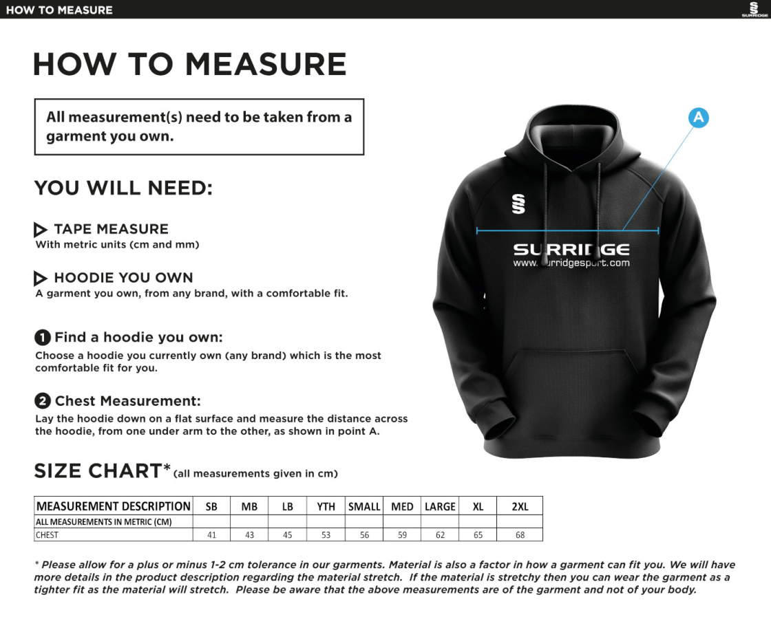 Long Ashton FC Blade Hoody - Size Guide