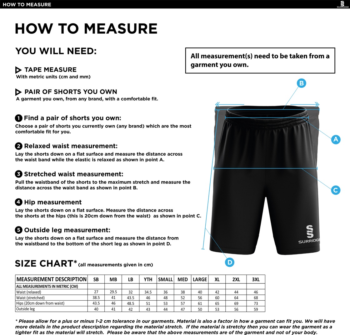 Long Ashton FC Blade Shorts - Size Guide